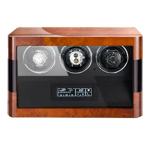 GC03-T85DYB-L-AR jam tangan kayu layar sentuh, Winder jam tangan mabuchi otomatis pintar dengan lampu LED