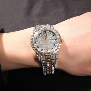 Iced Out Arabe Nombre <span class=keywords><strong>Montre</strong></span> Diamant Bling Montres Rondes Pour Hommes Femmes Montres En Gros - Product Image 5
