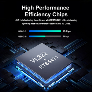 ฮับ USB 3.<span class=keywords><strong>1</strong></span> Gen 2 ความเร็วสูง 7 พอร์ต พร้อมสายดาต้า ตัวแยก USB 3.0  ช่องเสียบ USB-C คู่ 7 in <span class=keywords><strong>1</strong></span> ฮับแบบ Type C ขยายพอร์ต - Product Image 2
