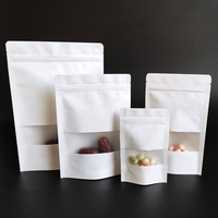 14x20cm Doypack Kraft Fenêtre Type Blanc Kraft Papier Sac Zip Lock Stand up Pouches pour Date Noix Snacks Emballage
