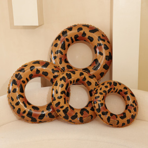 Leopard Print Swimming Ring Adult <b>Inflatable</b> Water <b>Float</b> With Handle For <b>Pool</b> Use - Product Image 3