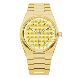 Nueva moda luminosa Simple elegante 5atm impermeable <span class=keywords><strong>Relojes</strong></span> <span class=keywords><strong>Para</strong></span> personalizar esfera texturizada reloj de acero inoxidable dorado - Product Image 1