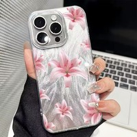 Coques de Téléphone Antichoc Luxe Fleurs pour iPhone 17 Air 16 15 Plus Pro Max 14 13 12 11 X – Housse de Protection Arrière Personnalisable avec Logo