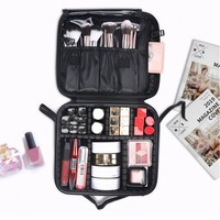 Trousse de Maquillage Portable en Nylon Imperméable Colorée avec Porte-Pinceaux, Organisateur Cosmétique Mini pour Voyage, Sac de Rangement pour Femmes
