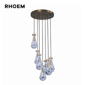 Lustre rond en verre RHOEM pour villa, salon, lustre RH, éclairage décoratif, lustre de luxe pour la maison - Product Image 4