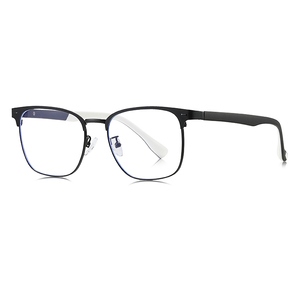 Lunettes de vue carrées classiques en métal pour homme, montures optiques en alliage demi-cerclées pour <span class=keywords><strong>myopie</strong></span>, modèle 99012 - Product Image 5