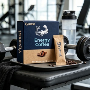 Café Instantáneo Tostado Botánico Mixto 10g*10 Sobres, Caja de Papel Kraft Azul Marino con Diseño de Granos de Café, para Camping al Aire Libre, OEM, Venta al por Mayor - Product Image 4