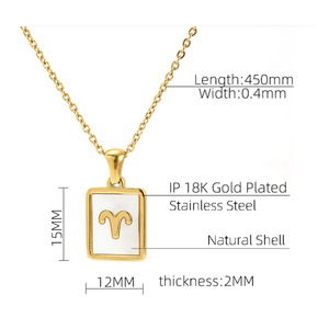 Donne in acciaio inossidabile impermeabile appannamento gratuito astrologia 12 segni zodiacali collana con ciondolo quadrato collane da donna gioielli - Product Image 4