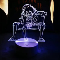 Lampe de nuit 3D Anime de haute qualité et tendance, option d'impression personnalisée, lampe à 7 couleurs changeantes, One Piece Luffy pour enfants