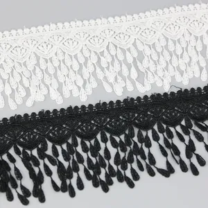 Tali bahan kerajinan jahit DIY Trim pita kain renda jaring sutra (1 Yard/rol) 70mm kain bordir hitam putih
