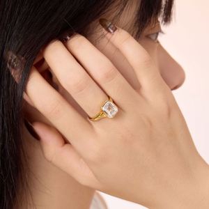 Dylam High Jewelry 18K Gold Plated 925 <b>Silver</b> <b>Solitaire</b> 8*10mm Rectangle 5A Zirconia Shiny Engagement Promise Fine Jewelry <b>Rings</b> - Product Image 5