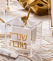 RAY YI Design personnalisé Acrylique Luxueux Carré Rosh Hashanah Lucite Pot à miel Nid d'abeille avec pot à miel cadeau
