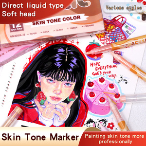 Nueva llegada 72 tonos de piel colores Punta de pincel pintura acrílica rotuladores <span class=keywords><strong>para</strong></span> pintura de roca, cerámica - Product Image 2