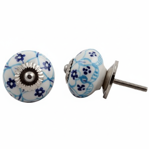 Boutons modernes en céramique en vrac, poignées de garde-robe bleues, porte de commode florale, tiroir du milieu du siècle 3.81 cm, nouveau Design CK-623 - Product Image 1