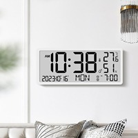 Huayang 8303Y01 Großbildschirm LCD Digitaluhr Wand- und Tischuhr mit Temperatur- und Feuchtigkeitsanzeige Doppelter Wecker für Wohnzimmer