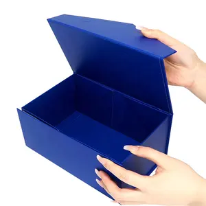 Caja de embalaje plana con impresión en color de logotipo personalizado magnético Corrugado Troquelado Caja azul Mailers