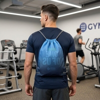 Sac à dos à cordon en polyester 210D imperméable grande capacité avec logo personnalisé pour la gym, les sports et les activités de plein air