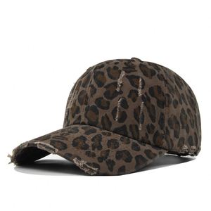 Vente en gros de casquettes de baseball vintage usées pour sports de plein air 100% coton casquettes de baseball léopard pour hommes - Product Image 4