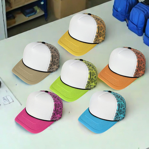 Custom Digital Cheetah Leopard Print Curved Bill Trucker Hats 5 Panel <span class=keywords><strong>Mesh</strong></span> Trucker Snapback Gorra de béisbol con cuerda - Product Image 6