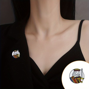 Personalisierbare Poker-Karten-Kollektion JQK Emaille-Pins König Dame Bube Broschen für Damen Mode-Accessoires - Product Image 2