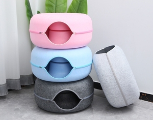 Vente en gros de haute qualité beignet chat semi-fermé tunnel feutre lit grotte ronde pour intérieur - Product Image 2