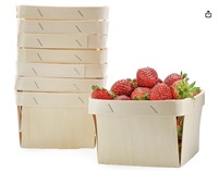 Een Liter Houten Bessenbroodmanden 5.75-Inch Vierkante Geventileerde Houten Kisten Voor Fruitplukopslag