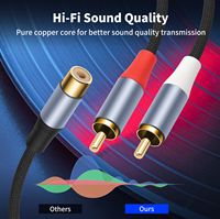 Répartiteur RCA bidirectionnel plaqué or, 1 femelle vers 2 mâles, adaptateur de câble audio-vidéo RCA en Y, longueur 0,5 m