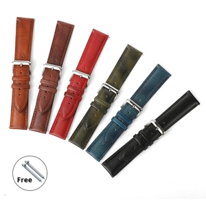 Bracelet de montre CHARM en cuir véritable 22 mm, en stock, vieilli à la main, tanné à l'arbre, grainé, respirant, avec boucle en acier inoxydable - Product Image 2