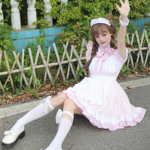 Akihabara Japanese Maid Outfit Pink Cosplay Costume Lolita Cute Girl Dress Spring 2023 Polyester Fabric - Product Image 3