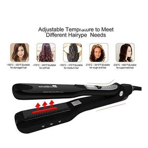 Vaporizador de pelo de cerámica eléctrico profesional, cepillo de estilismo y peine, protección de apagado automático de calor rápido - Product Image 3