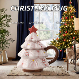 Vente en gros de tasses créatives pour enfants - Tasse en céramique en forme d'arbre de Noël, tasse mignonne pour filles pour la Saint-Valentin, type tasse à lait - Product Image 3