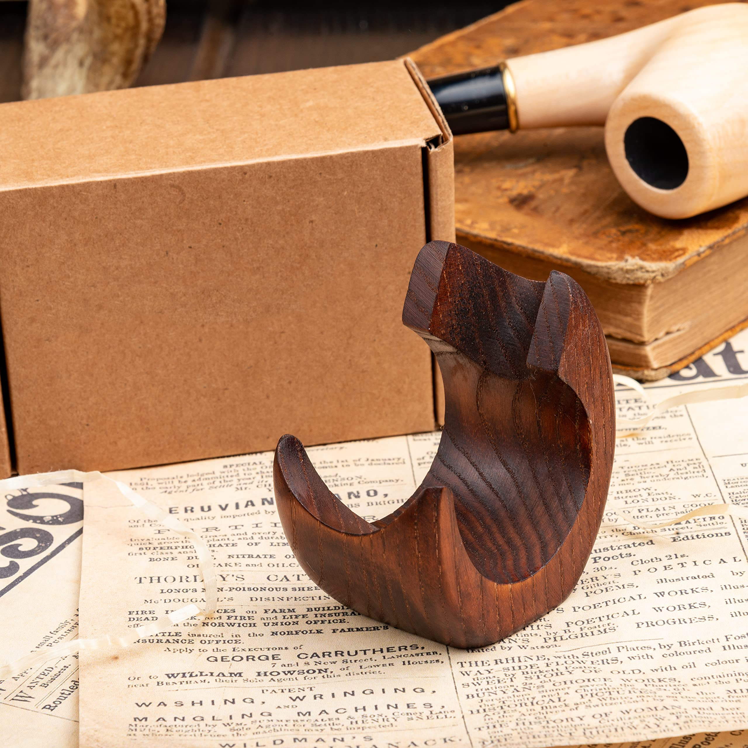 Wooden Pipe Stand - Snail Design Holder for Tobacco Pipes, Handmade From  Solid Wood