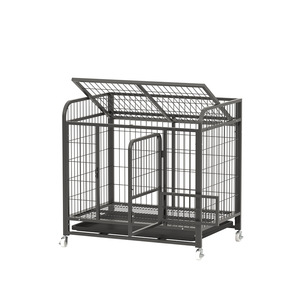 กรงสุนัขขนาดใหญ่พร้อมล้อ โครงเหล็กสี่เหลี่ยมแข็งแรง พร้อมถาดพลาสติกสำหรับสุนัขขนาดใหญ่ - Product Image 5