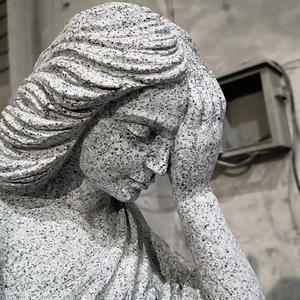 Estatua Tradicional de Ángel Llorón en Granito Gris Padang (G614) de Alta Calidad, 36 Pulgadas de Alto - Product Image 3