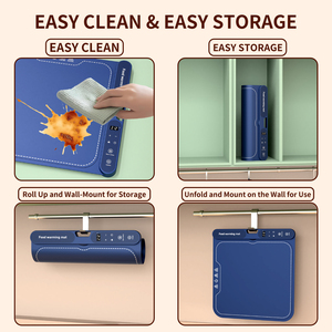 Space-Saving Foldable Food Large Silicone Heat Mat Wall-Mounted Adjustable Heat Settings Convenient Use 10 Dishes <strong>Warming</strong> <strong>Tray</strong> - Product Image 5