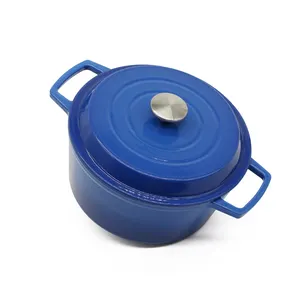 Europe Popular Traditional Cast Iron Casseroles Custom Color Stock Enamel Soup Pot Blue Cast Iron Enamel Cooking Pot Set