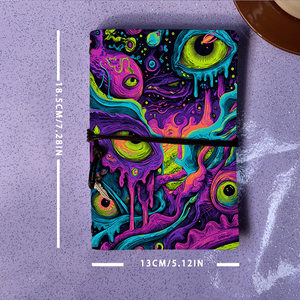 Bloc de notas A6, regalo de Acción de Gracias para cuñado para registrar recetas de parrilla y barbacoa con ojos, formas coloridas, patrones de goteo Pat - Product Image 4