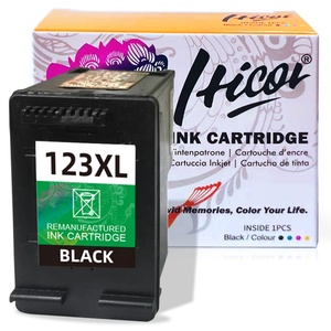 Hicor 123 XL 123XL cartouche d'encre remanufacturée couleur noire Premium pour HP123XL pour <span class=keywords><strong>HP123</strong></span> pour imprimante HP Deskjet 2130 2131 - Product Image 2