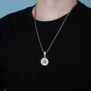 <span class=keywords><strong>Collana</strong></span> di lusso con ciondolo di Design a bussola lucida regalo per signore coppia ghiacciata in ottone placcato oro da laboratorio con ciondolo a catena gioielli - Product Image 4