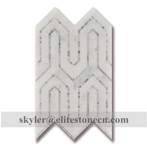 Mosaïque de marbre blanc ALLURE RUG MOSAIC CARRARA BELLA PEARL GRAY, carreaux de luxe en jet d'eau pour bar, restaurant, villa, hôtel - Product Image 1