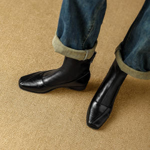 Bottines mi-mollet élégantes et polyvalentes pour femmes en automne et en hiver avec talons épais - Product Image 3