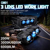 Xenplus GM01 200W 6000K Projecteur LED pour calandre de voiture, feux antibrouillard Bi-LED, projecteur externe auxiliaire, véhicule tout-terrain, SUV, camion