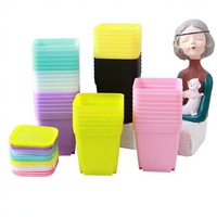 Pot de fleurs en plastique, série Mini Macaron, style INS, haute qualité, carré, épais, créatif, pour plantes succulentes