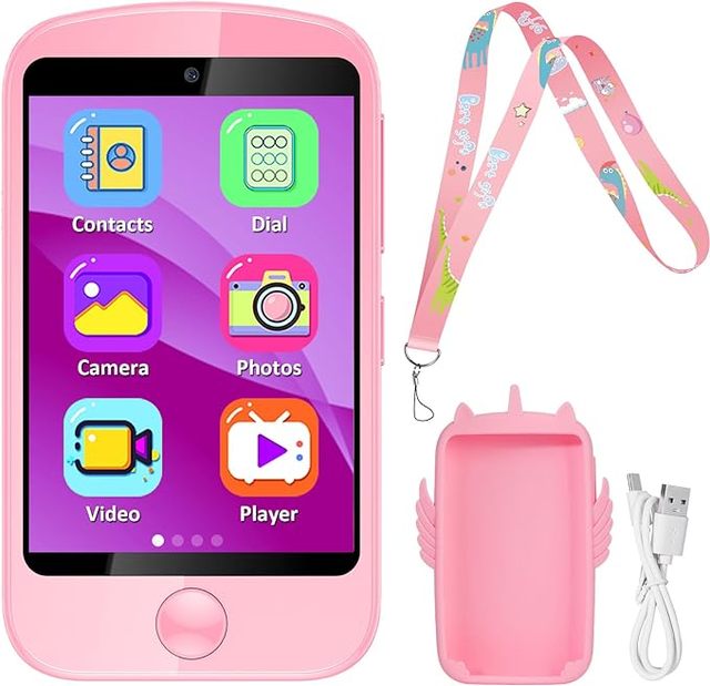 Type C Kids Children's Smart Phone 4G Nano Sim Card GPS SOS Dual Cameras Video Call Gift Present for Girls Boys Mobile Phone
