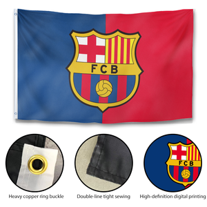 <span class=keywords><strong>Bandera</strong></span> del FC <span class=keywords><strong>Barcelona</strong></span> <span class=keywords><strong>de</strong></span> 3x5 pies, Doble Cara, Poliéster, Impresión Vívida y Ojales <span class=keywords><strong>de</strong></span> Latón para Aficionados y Eventos Deportivos - Product Image 3