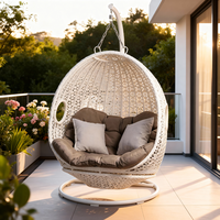 Fauteuil suspendu en rotin double moderne Meiqi & hamac nid d'abeille pour une utilisation en intérieur/extérieur Chambre Balcon Patio Loisirs