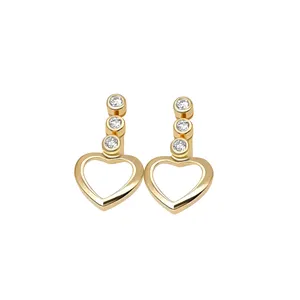 Creative Custom Heart Shaped Design 18k Real Gold Earrings With Shining Diamonds Fine Jewelry 18k Gold Earrings Wholesale