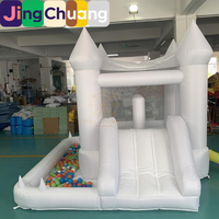 Château gonflable blanc avec toboggan, trampoline pour enfants, toboggan double intérieur/extérieur, piscine à balles, jouet en PVC épaissi