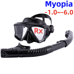 Ensemble de plongée avec <span class=keywords><strong>masque</strong></span> de plongée anti-buée et tuba semi-séché, avec lentilles de myopie de -1.0 à -6.0 - Product Image 1