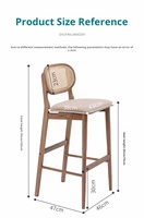 Tabouret de bar en bois massif de style Wabi-Sabi, tabouret de bar en bois tressé